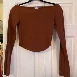 Urban Outfitters Brown Long Sleeve Crop Top Size Small